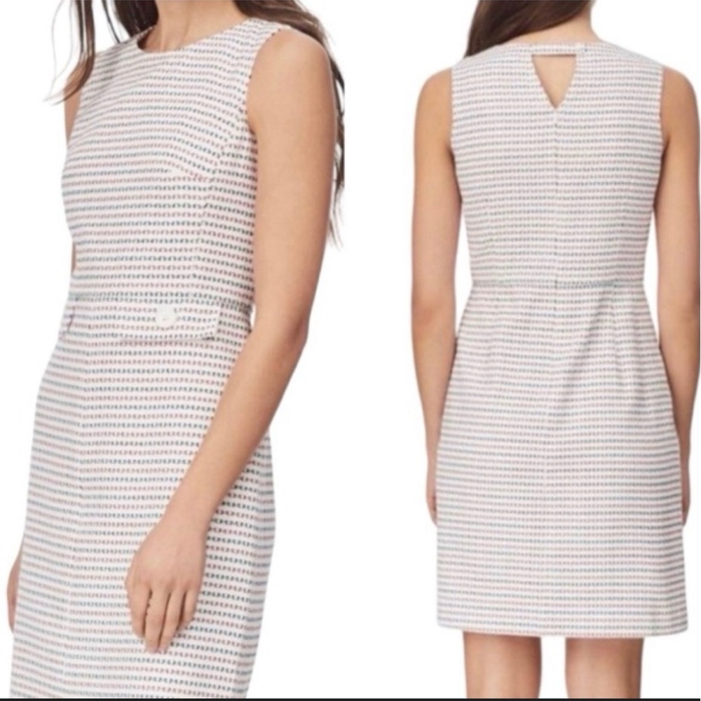 Brooks Brothers White and Red Patterned Sleeveless Dress